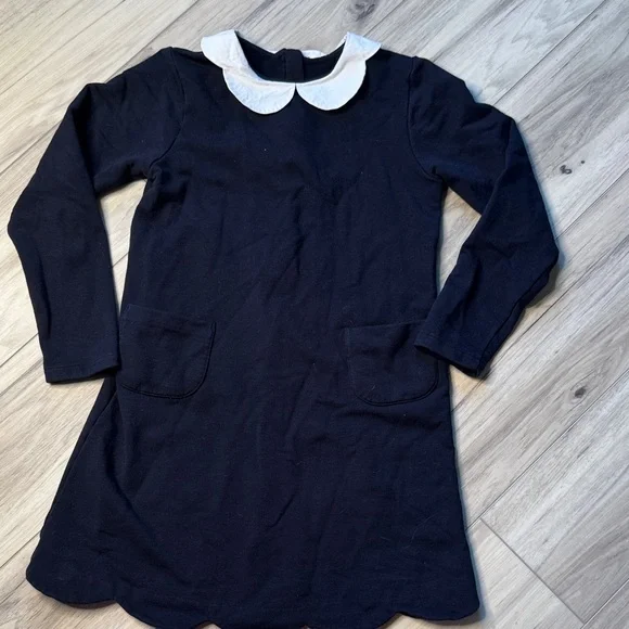Classic Navy Fleece Dress with White Collar - Picture 1 of 7